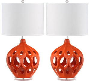 Safavieh REGINA Table Lamp - Elegant Ceramic Design for Modern Interiors and Ambient Lighting Solutions Orange LIT4040E