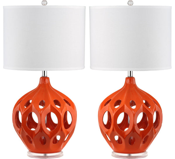 Safavieh REGINA Table Lamp - Elegant Ceramic Design for Modern Interiors and Ambient Lighting Solutions Orange LIT4040E
