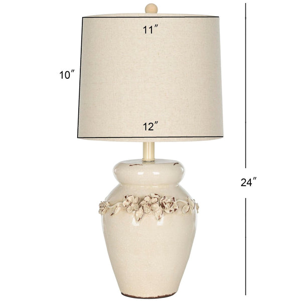 Safavieh CERAMIC Table Lamps - Elegant Nature Linen Shade for Warm Glow in Modern & Classic Interiors LIT4043A-SET2