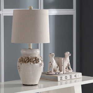 Safavieh CERAMIC Table Lamps - Elegant Nature Linen Shade for Warm Glow in Modern & Classic Interiors LIT4043A-SET2