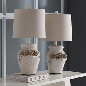 Safavieh CERAMIC Table Lamps - Elegant Nature Linen Shade for Warm Glow in Modern & Classic Interiors LIT4043A-SET2