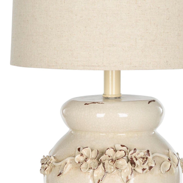 Safavieh CERAMIC Table Lamps - Elegant Nature Linen Shade for Warm Glow in Modern & Classic Interiors LIT4043A-SET2