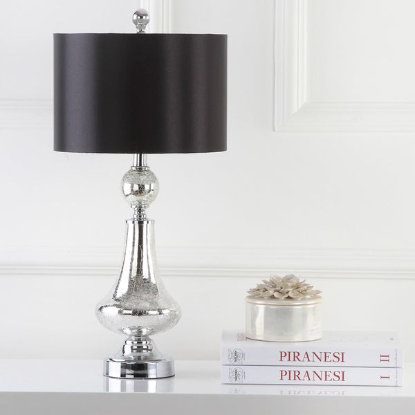 Safavieh CLEAR Crackle Glass Table Lamps - Artisanal Accent Lighting for Living Spaces and Bedrooms Mercury LIT4047B-SET2