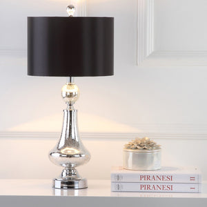 Safavieh CLEAR Crackle Glass Table Lamps - Artisanal Accent Lighting for Living Spaces and Bedrooms Mercury LIT4047B-SET2