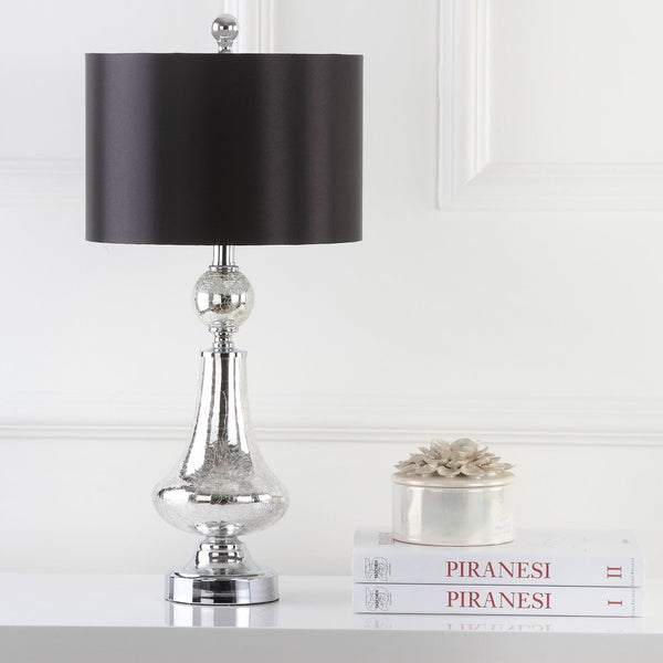 Safavieh CLEAR Crackle Glass Table Lamps - Artisanal Accent Lighting for Living Spaces and Bedrooms Mercury LIT4047B-SET2