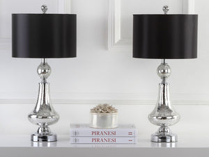 Safavieh CLEAR Crackle Glass Table Lamps - Artisanal Accent Lighting for Living Spaces and Bedrooms Mercury LIT4047B-SET2
