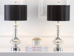 Safavieh CLEAR Crackle Glass Table Lamps - Artisanal Accent Lighting for Living Spaces and Bedrooms Mercury LIT4047B-SET2