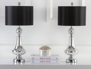 Safavieh CLEAR Crackle Glass Table Lamps - Artisanal Accent Lighting for Living Spaces and Bedrooms Mercury LIT4047B-SET2