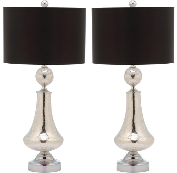 Safavieh CLEAR Crackle Glass Table Lamps - Artisanal Accent Lighting for Living Spaces and Bedrooms Mercury LIT4047B-SET2