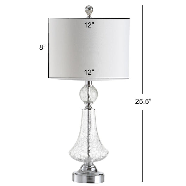 Safavieh CLEAR Crackle Glass Table Lamps - Artisanal Accent Lighting for Living Spaces and Bedrooms Clear / White LIT4047C-SET2