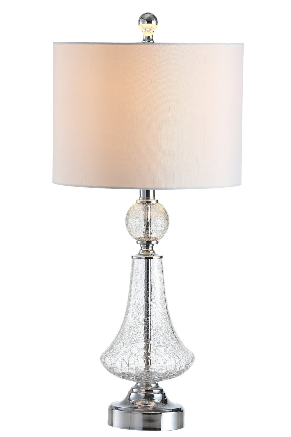 Safavieh CLEAR Crackle Glass Table Lamps - Artisanal Accent Lighting for Living Spaces and Bedrooms Clear / White LIT4047C-SET2