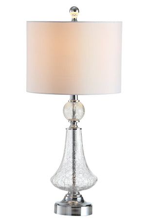 Safavieh CLEAR Crackle Glass Table Lamps - Artisanal Accent Lighting for Living Spaces and Bedrooms Clear / White LIT4047C-SET2