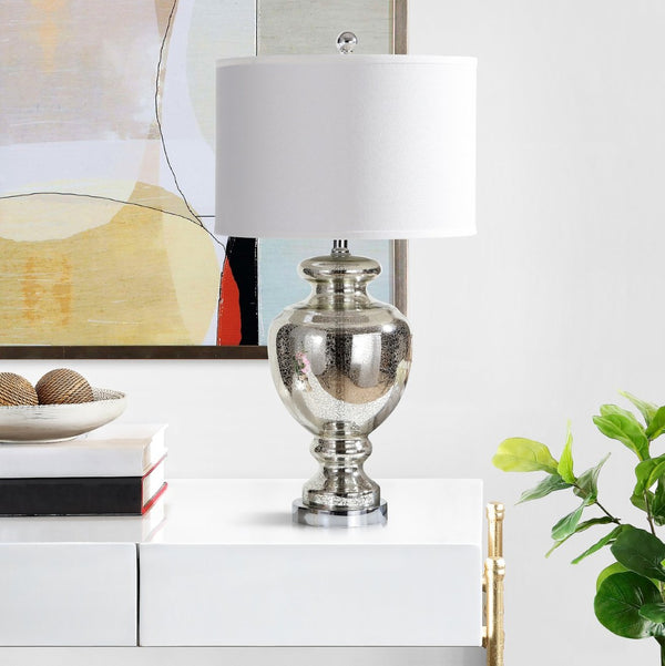 Safavieh MOROCCO, 28 Inch Mercury Glass & Metal Table Lamp Set of 2 with USB Port for Stylish Ambiance LIT4052E-SET2-U