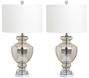 Safavieh MOROCCO, 28 Inch Mercury Glass & Metal Table Lamp Set of 2 with USB Port for Stylish Ambiance LIT4052E-SET2-U