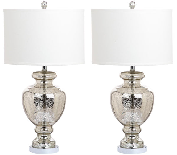Safavieh MOROCCO, 28 Inch Mercury Glass & Metal Table Lamp Set of 2 with USB Port for Stylish Ambiance LIT4052E-SET2-U