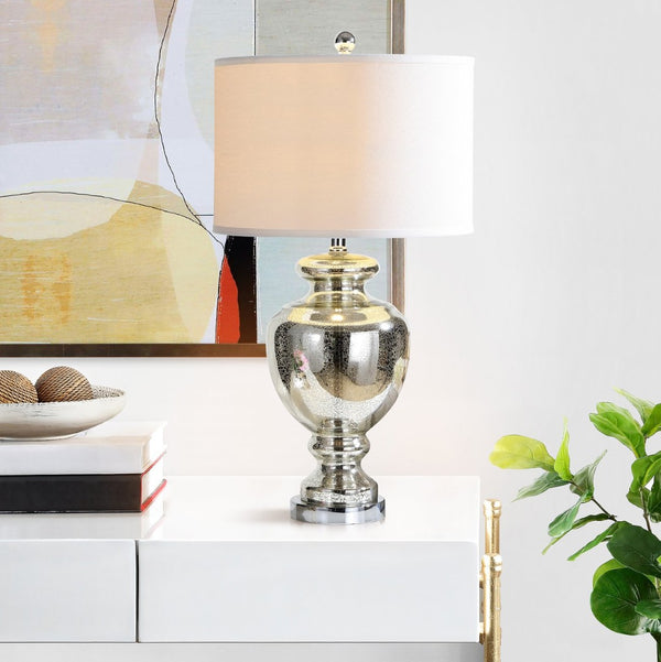 Safavieh MOROCCO, 28 Inch Mercury Glass & Metal Table Lamp Set of 2 with USB Port for Stylish Ambiance LIT4052E-SET2-U