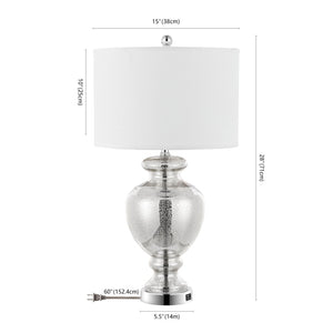 Safavieh MOROCCO, 28 Inch Mercury Glass & Metal Table Lamp Set of 2 with USB Port for Stylish Ambiance LIT4052E-SET2-U