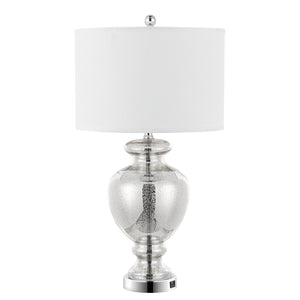 Safavieh MOROCCO, 28 Inch Mercury Glass & Metal Table Lamp Set of 2 with USB Port for Stylish Ambiance LIT4052E-SET2-U