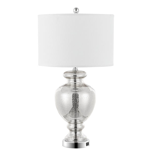 Safavieh MOROCCO, 28 Inch Mercury Glass & Metal Table Lamp Set of 2 with USB Port for Stylish Ambiance LIT4052E-SET2-U