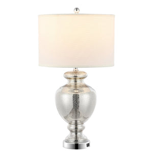 Safavieh MOROCCO, 28 Inch Mercury Glass & Metal Table Lamp Set of 2 with USB Port for Stylish Ambiance LIT4052E-SET2-U