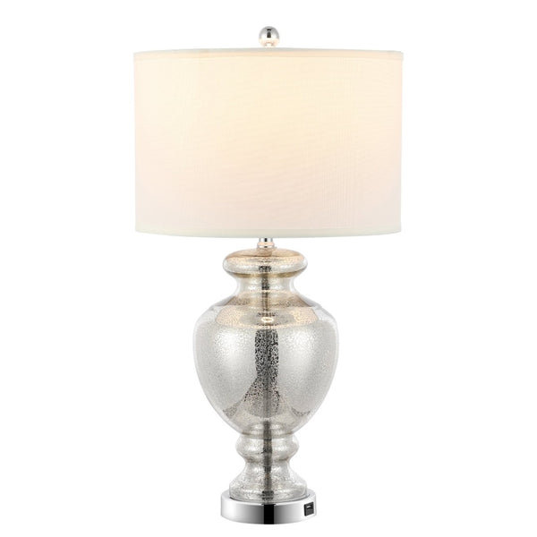 Safavieh MOROCCO, 28 Inch Mercury Glass & Metal Table Lamp Set of 2 with USB Port for Stylish Ambiance LIT4052E-SET2-U