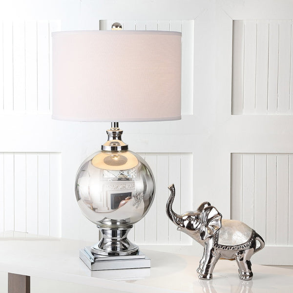Safavieh ICOTT, 28-Inch Silver Glass Table Lamp – Elegant Lighting for Home Decor & Warm Ambiance Creation LIT4053A