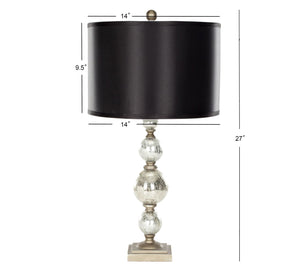 Safavieh NETTIE, Elegant 27-Inch Silver Glass Table Lamp Set of 2 for Modern Living Room & Bedroom Décor LIT4060A-SET2