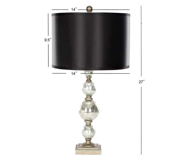 Safavieh NETTIE, Elegant 27-Inch Silver Glass Table Lamp Set of 2 for Modern Living Room & Bedroom Décor LIT4060A-SET2