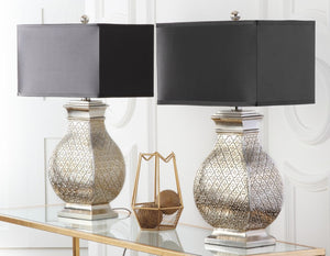 Safavieh MALAGA, Elegant 29-Inch Silver Champagne Table Lamp Set of 2 for Modern & Classic Interiors LIT4064A-SET2