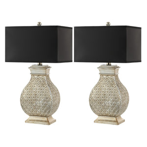 Safavieh MALAGA, Elegant 29-Inch Silver Champagne Table Lamp Set of 2 for Modern & Classic Interiors LIT4064A-SET2