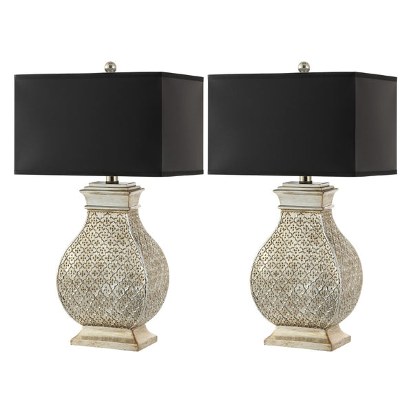 Safavieh MALAGA, Elegant 29-Inch Silver Champagne Table Lamp Set of 2 for Modern & Classic Interiors LIT4064A-SET2