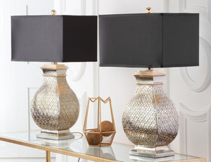 Safavieh MALAGA, Elegant 29-Inch Silver Champagne Table Lamp Set of 2 for Modern & Classic Interiors LIT4064A-SET2