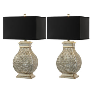 Safavieh MALAGA, Elegant 29-Inch Silver Champagne Table Lamp Set of 2 for Modern & Classic Interiors LIT4064A-SET2