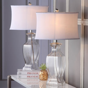 Safavieh WENDY, Elegant 28-Inch Clear Glass Table Lamp Set of 2 – Modern Minimalist Design for Any Space LIT4068A-SET2