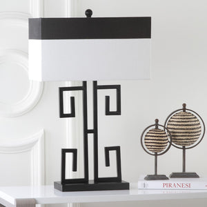 Safavieh BLACK Metal Table Lamps with Chic Black & Cream Shades for Modern Home Decor & Warm Ambiance LIT4071A-SET2