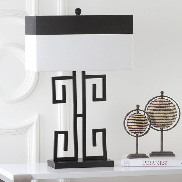 Safavieh BLACK Metal Table Lamps with Chic Black & Cream Shades for Modern Home Decor & Warm Ambiance LIT4071A-SET2