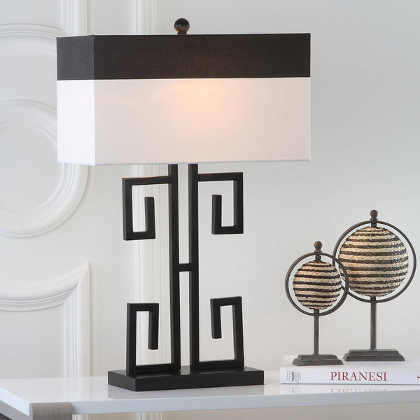 Safavieh BLACK Metal Table Lamps with Chic Black & Cream Shades for Modern Home Decor & Warm Ambiance LIT4071A-SET2