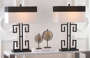 Safavieh BLACK Metal Table Lamps with Chic Black & Cream Shades for Modern Home Decor & Warm Ambiance LIT4071A-SET2