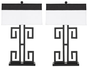 Safavieh BLACK Metal Table Lamps with Chic Black & Cream Shades for Modern Home Decor & Warm Ambiance LIT4071A-SET2