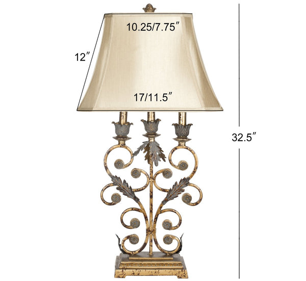 Safavieh GOLD Wrought Iron Table Lamps - Elegant Black Base & Beige Shades for Stylish Ambient Lighting LIT4072A-SET2