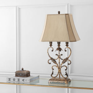 Safavieh GOLD Wrought Iron Table Lamps - Elegant Black Base & Beige Shades for Stylish Ambient Lighting LIT4072A-SET2