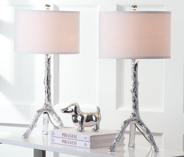 Safavieh SILVER Branch Table Lamps – Elegant Sculptural Design with Crisp White Shades for Ambient Illumination LIT4076B-SET2