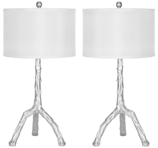 Safavieh SILVER Branch Table Lamps – Elegant Sculptural Design with Crisp White Shades for Ambient Illumination LIT4076B-SET2