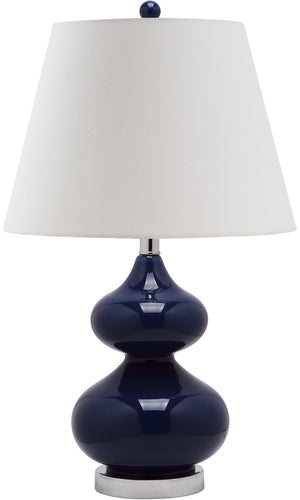 Safavieh EVA Table Lamp: Modern Glass Base with Cream Linen Shade for Stylish Ambient Lighting in Any Room Navy LIT4086B-SET2