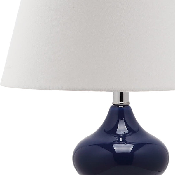 Safavieh EVA Table Lamp: Modern Glass Base with Cream Linen Shade for Stylish Ambient Lighting in Any Room Navy LIT4086B-SET2