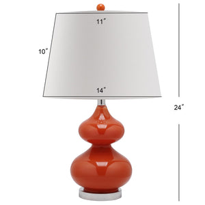 Safavieh EVA Table Lamp: Modern Glass Base with Cream Linen Shade for Stylish Ambient Lighting in Any Room Orange LIT4086D-SET2