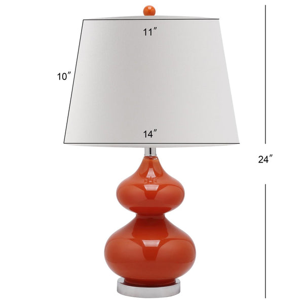 Safavieh EVA Table Lamp: Modern Glass Base with Cream Linen Shade for Stylish Ambient Lighting in Any Room Orange LIT4086D-SET2