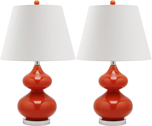 Safavieh EVA Table Lamp: Modern Glass Base with Cream Linen Shade for Stylish Ambient Lighting in Any Room Orange LIT4086D-SET2