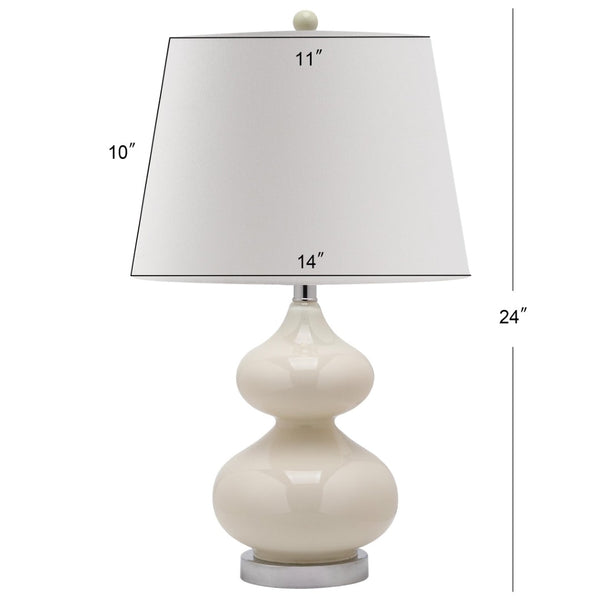 Safavieh EVA Table Lamp: Modern Glass Base with Cream Linen Shade for Stylish Ambient Lighting in Any Room Light Grey LIT4086F-SET2