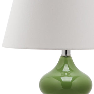 Safavieh EVA Table Lamp: Modern Glass Base with Cream Linen Shade for Stylish Ambient Lighting in Any Room Green LIT4086G-SET2